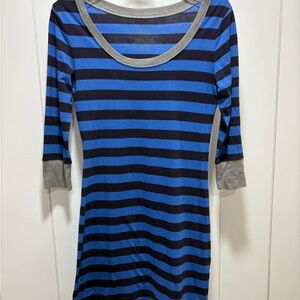 Patagonia Blue and Black Striped Midi Dress